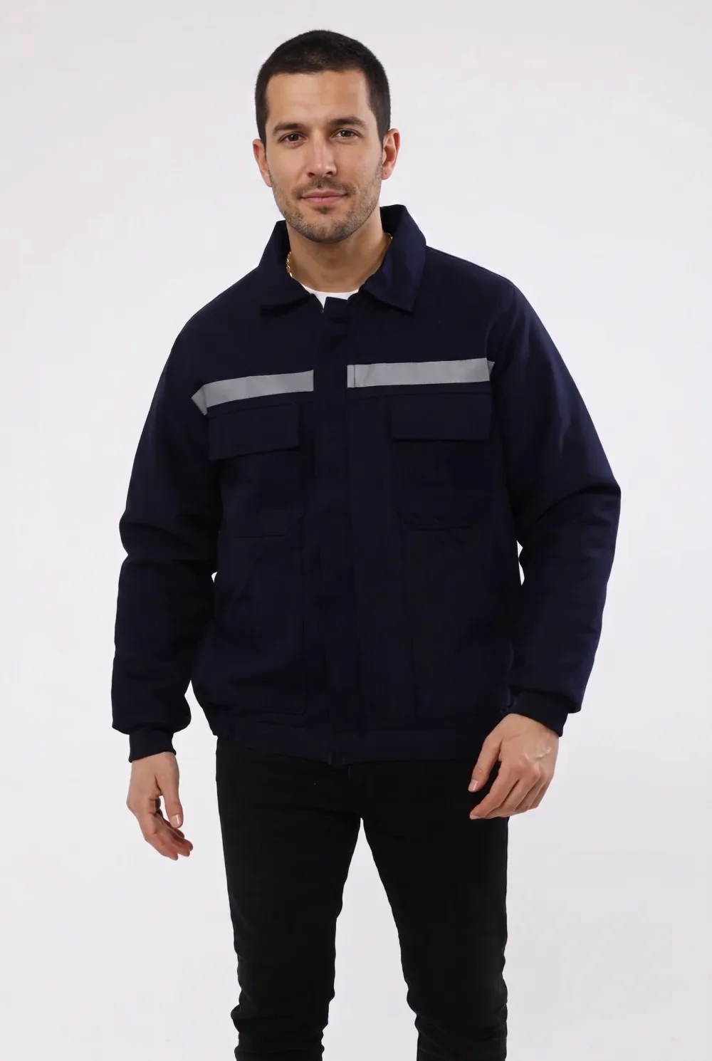 7x7 Gabardin Kapitoneli Kışlık İşçi Montu Reflektörlü